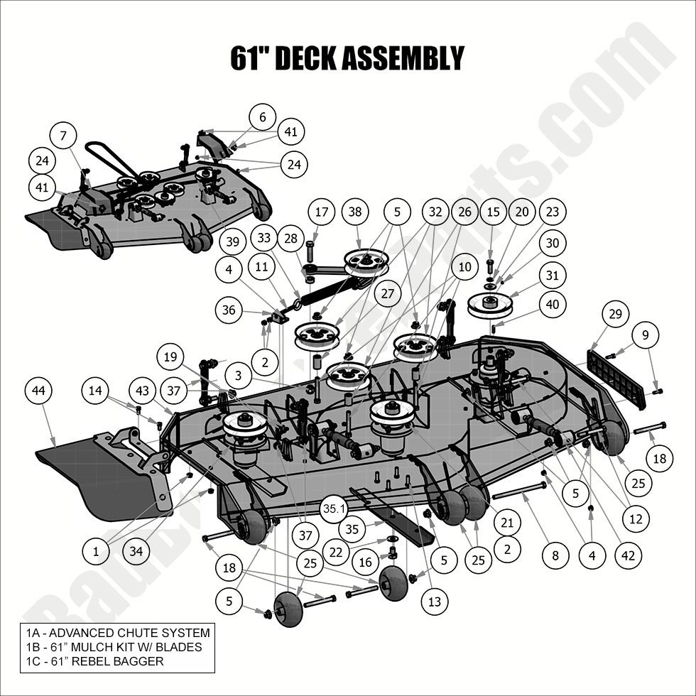 1930 - Bad Boy Mower Parts Lookup > 2019 > Rebel > 61\" Deck Assembly